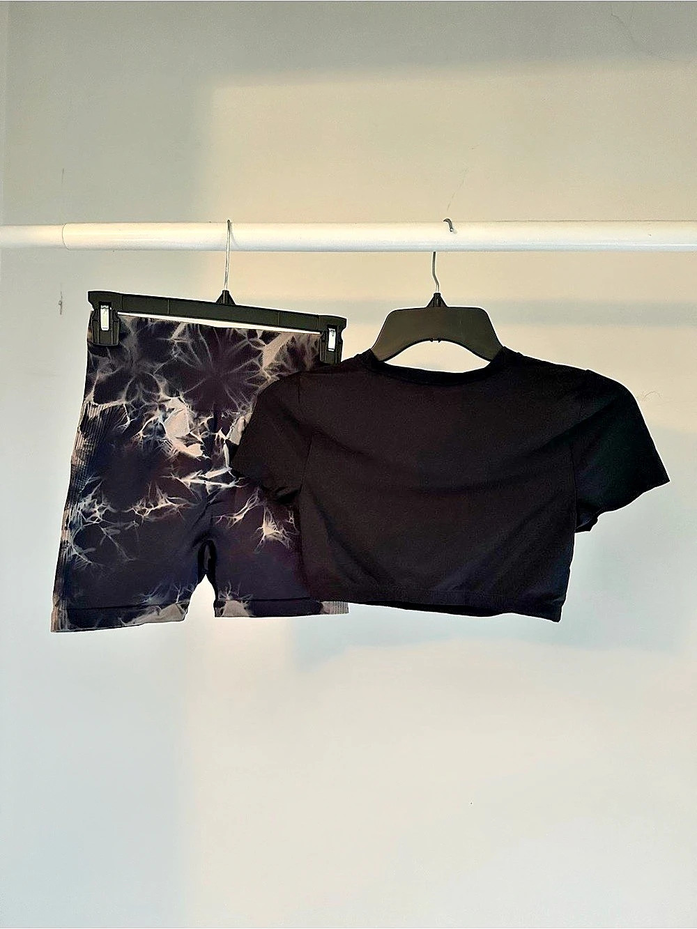 Black & Grey Workout Gym Shorts Set